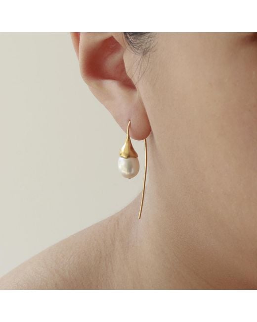 MOUNIR LONDON Metallic Pearl Tulip Drop Earrings