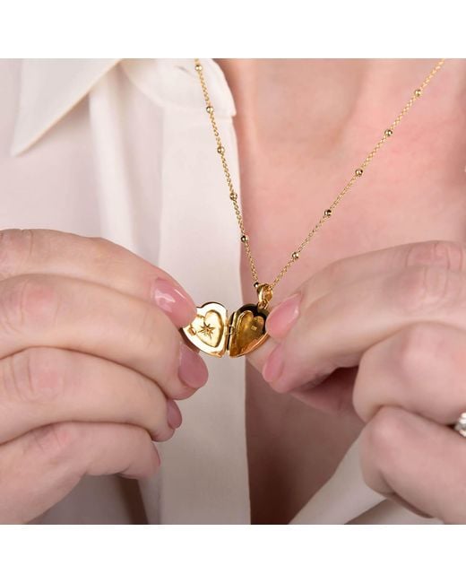 Nellou Jewellery Metallic Starlight Heart Locket Necklace Plated Sterling