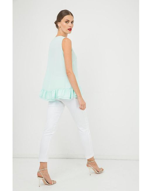 Conquista Green Light Double Frill Detail Top