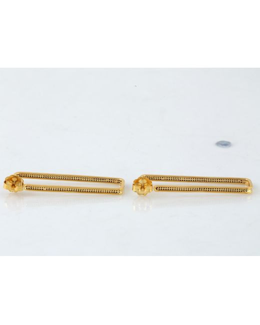 Artisan Metallic 14k Solid Yellow Gold In Micro Pave Black Diamond Long Designer Hoop Earrings
