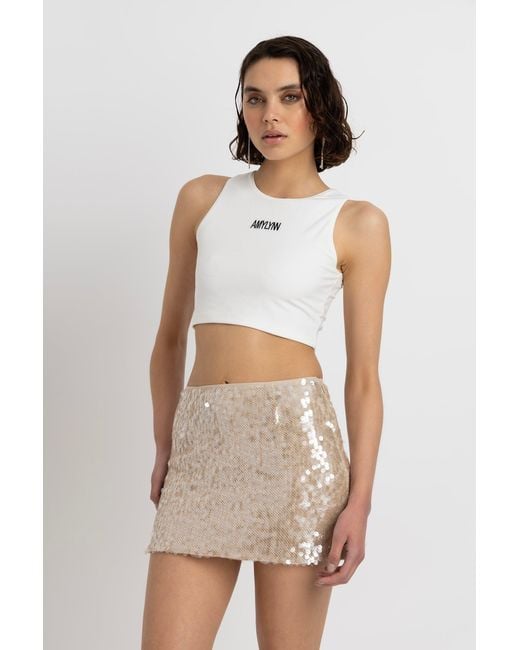 Amy Lynn Natural Neutrals Dolce Sequin Mini Skirt