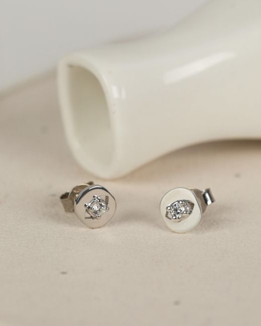 The Jewelz White Evil Eye Solitaire Cz Stud Earrings for men