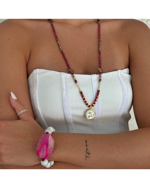 Ebru Jewelry Metallic Magic Blessing Pendant Beaded Necklace
