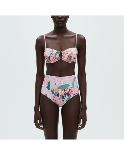 Jessie Zhao New York Red Jungle Rose Reversible Bikini Bottom