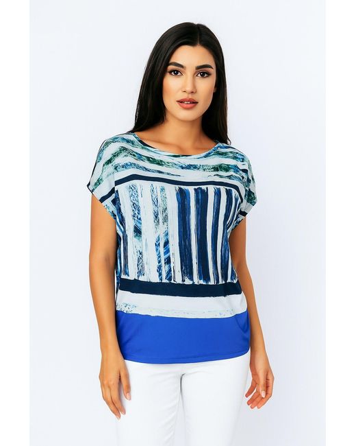 Conquista Blue Printed Egg-Shaped Jersey Top – Soft Viscose Blend