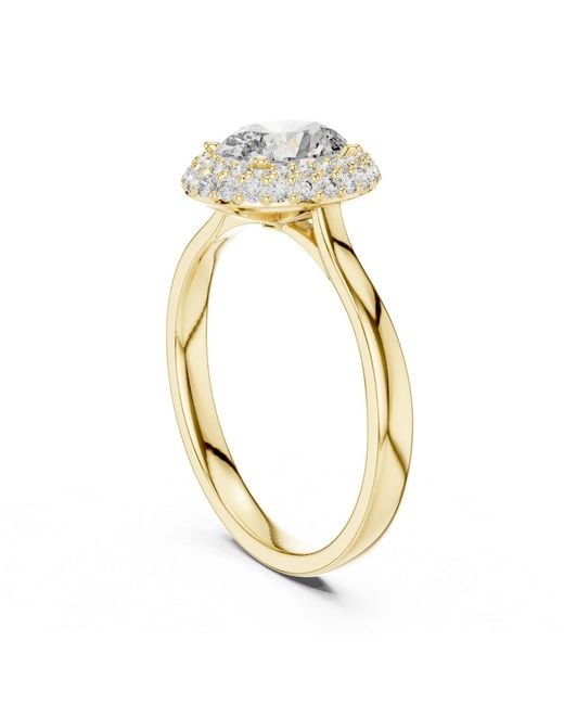 Aya Fine Jewelry Metallic Emerald Cut Lab Diamond Three Stone Engagement Ring With Trillion Side Diamonds