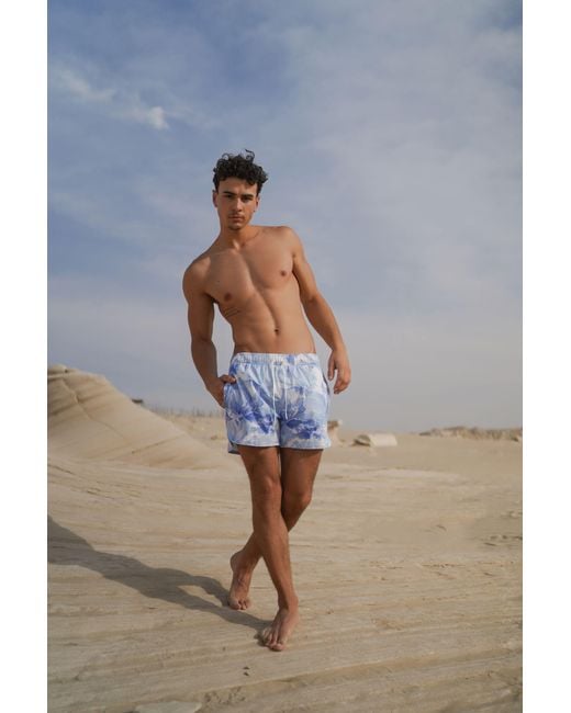 Haus of Mclees Blue Lily Swim Shorts for men