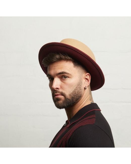 Dasmarca Hats Red Gangstar Camel Burgundy Felt Hat for men