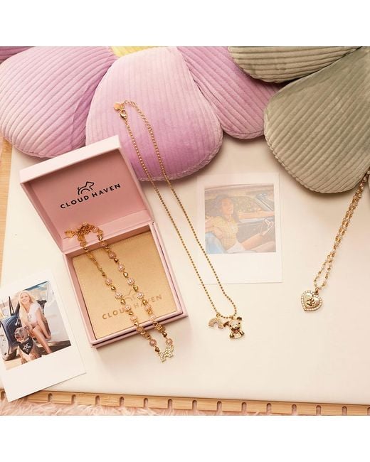 Cloud Haven Metallic Crystal Daisy Logo Necklace
