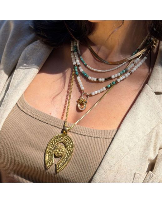 Rachel Nathan Metallic Mother Of Pearl With Western Charm Necklace