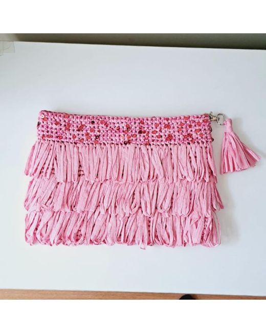 Springmoonatelier Purple Luxury Star Candy – Sequin And Tassel Handmade Raffia Bag