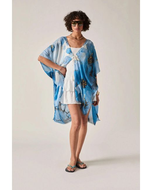 James Lakeland Blue Watercolour Floral Kaftan