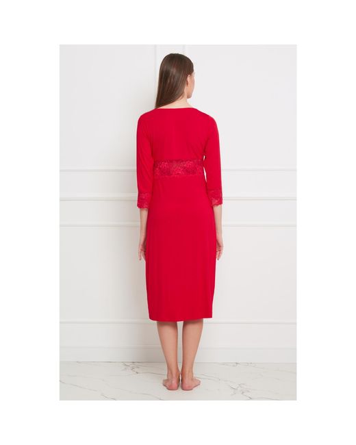 Oh!Zuza Red Midi Viscose Nightgown