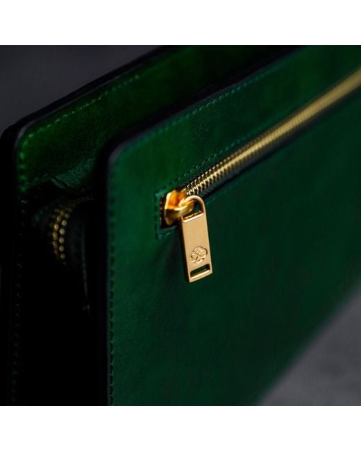 Time Resistance Green Leather Clutch Purse for men