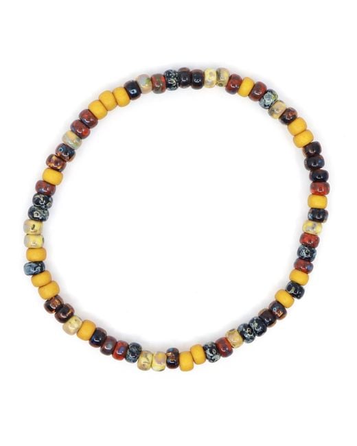 Shar Oke Multicolor Yellow, Red & Black Picasso Czech Beaded Bracelet for men