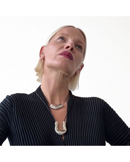 London Atelier Byproduct Metallic Bean Geometric Pendant Necklace