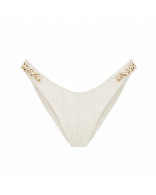Belletage Swimwear White The Marina Lace Up Bikini Bottom