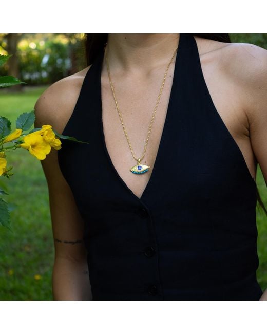 Ebru Jewelry Metallic Spiritual Aura Evil Eye Necklace