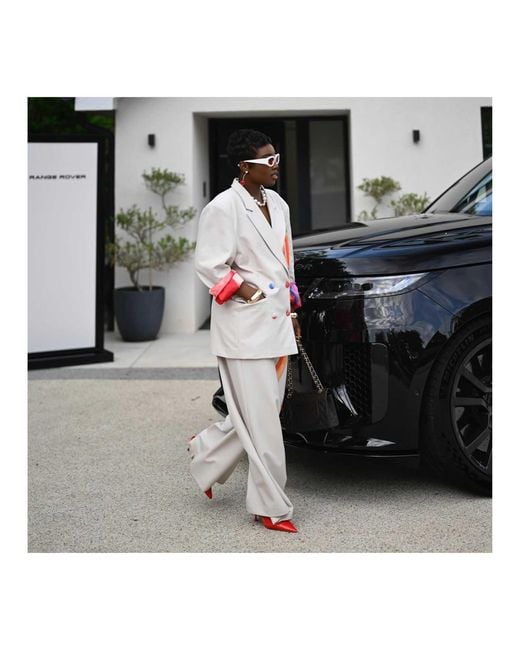 NALÈ White Neutrals Bird Of Paradise Print Tailored Trousers
