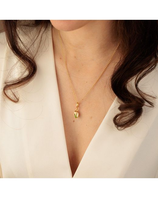 Lily Charmed Metallic Plated Pistachio Charm Necklace