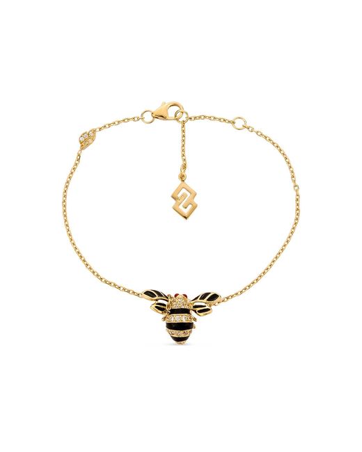 SALLY SKOUFIS Metallic Queen Bee Bracelet With Made Cz Diamond Stimulant & Enamel