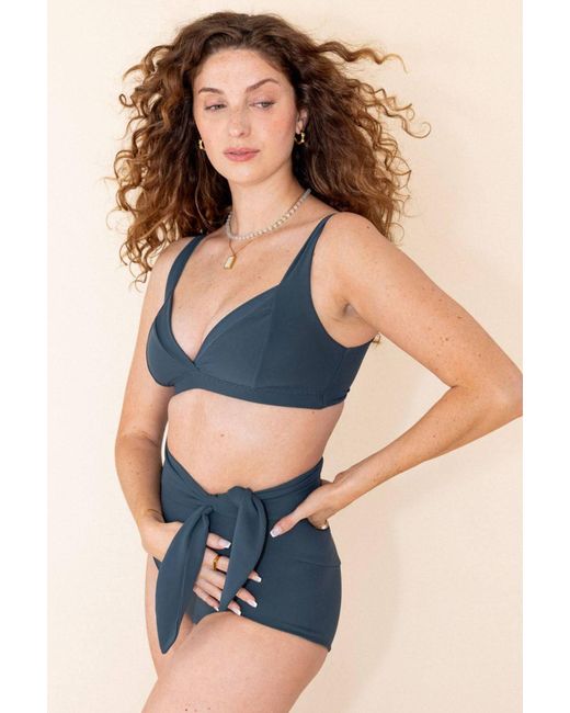 Serotone Swim Blue The Plunge Swim Bra