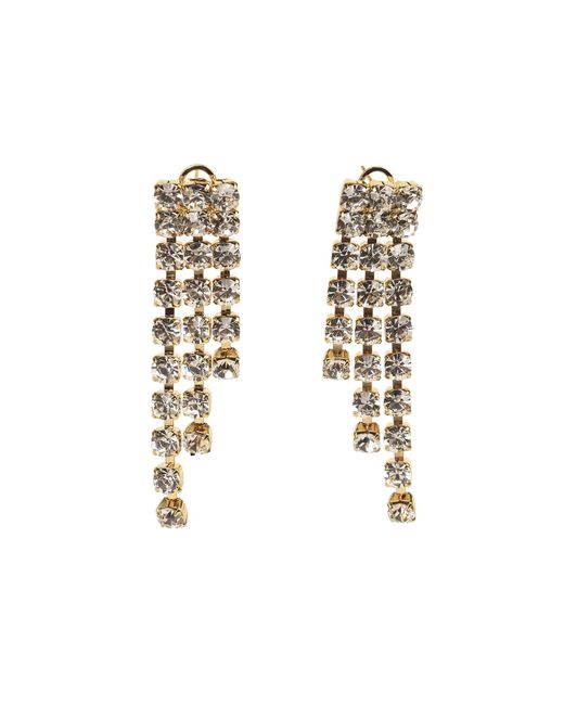 Addicted Metallic Neutrals Asteria Earrings With Strands Of Rhinestones
