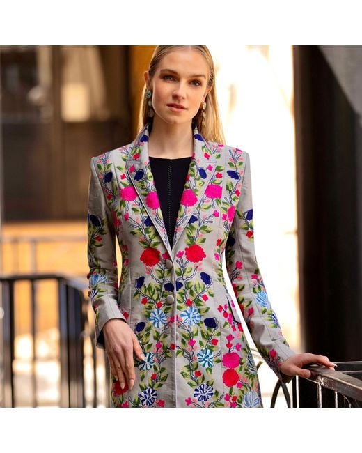 Beatrice von Tresckow Blue Fab Flowers Coat