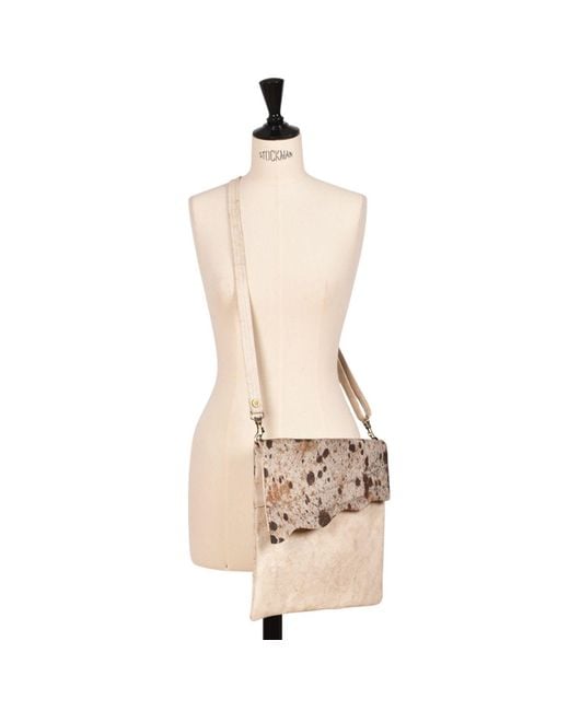 Owen Barry Brown Neutrals Cowhide Crossbody Bag Montana Canvas Leather Stevie