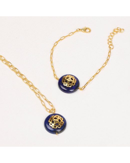 Lila Rasa Blue Lapis Lazuli Earring With Filigree Melange