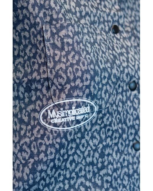 mysimplicated Blue Leopard Short Sleeve Shirt W