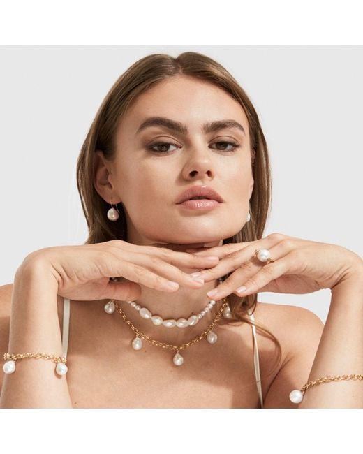 Ora Pearls Metallic Aelia Baroque Pearl Chain Necklace