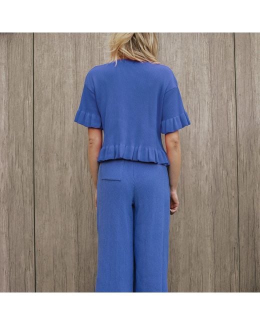 Cara & The Sky Blue Marlow Ruffle Co-Ord Short Sleeve Cardigan