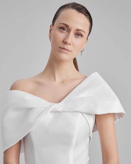 Baé Special Moments White Gigi Dress + Shoulder Bow