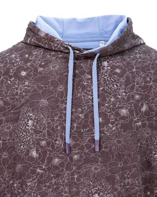 Lords of Harlech Blue Horatio Outline Floral Printed Hoodie for men