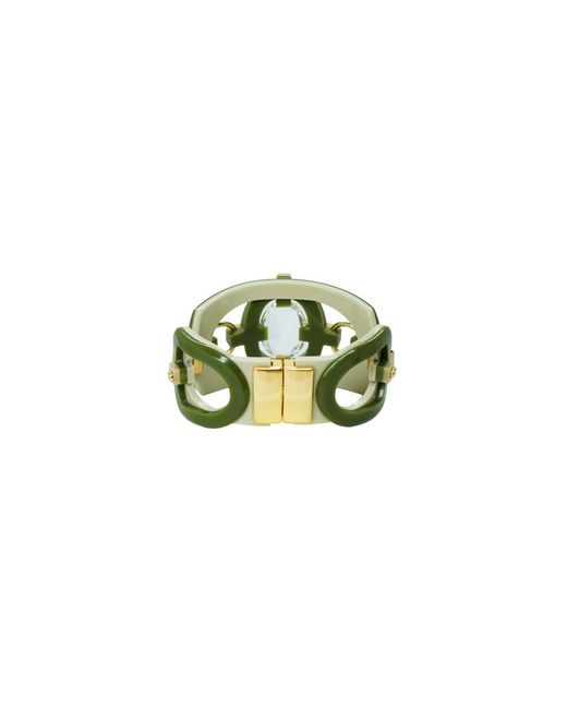 Gissa Bicalho Green Handmade Acrylic Bracelet Cutted Stone Oval Clay