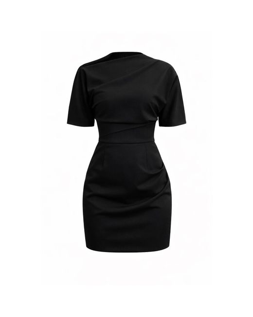 AVENUE No.29 Black Short Sleeve Gathered Mini Dress