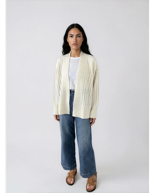 Loop Cashmere Blue Pointelle Cardigan