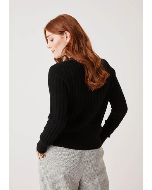 Loop Cashmere Black Cashmere Wide Rib Cardigan