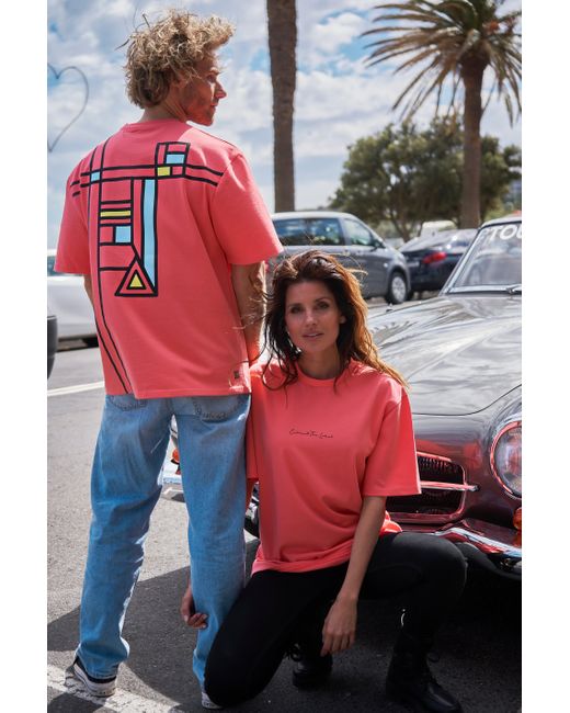 Collect the Label Pink Abstract Grid T-Shirt Neon for men