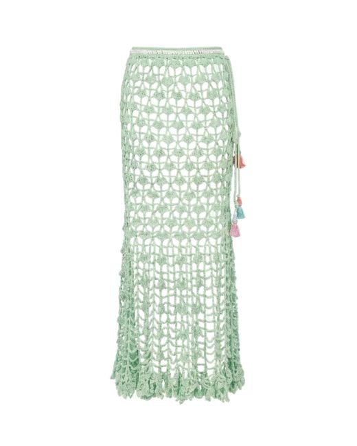 Andreeva Green California Mint Handmade Knit Midi Skirt