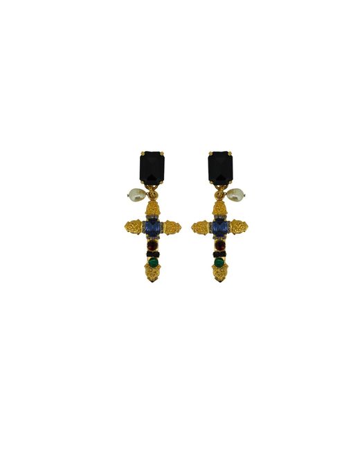 Vicki Sarge Black The Cabochon Cross Earrings