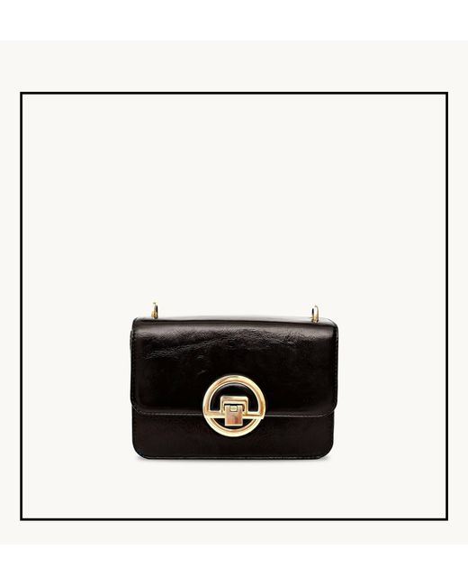Apatchy London Black The Tilly Chocolate Crinkle Patent Leather Bag