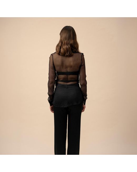 Anse Victorin Black Eva Silk Chiffon Blouse