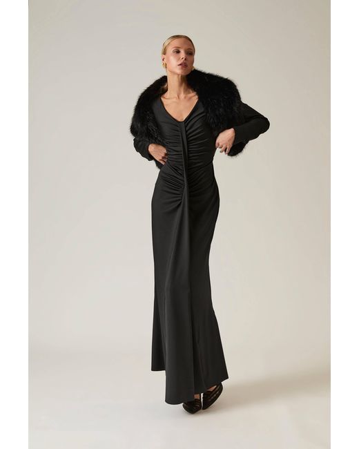 James Lakeland Black Buckled Faux Fur Collar