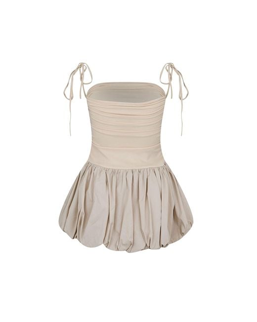 Amy Lynn Natural Neutrals Alexa Milk Puffball Ultra Mini Dress