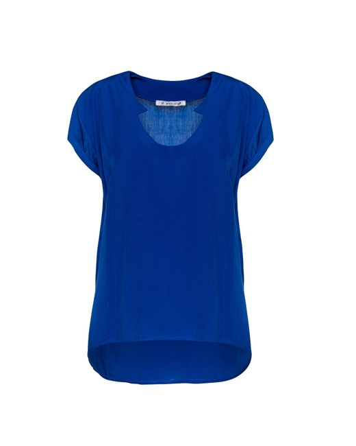 Conquista Blue Dark Cap Sleeve Top
