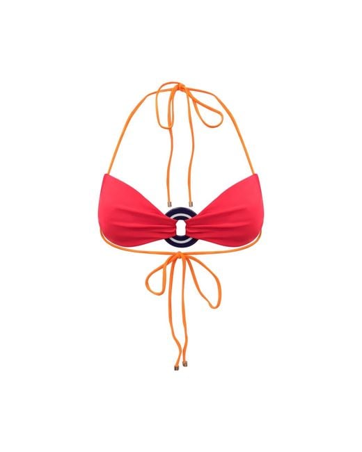 Animal Red Tropikal Bikini Top