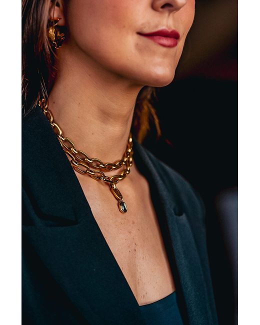 Loni Paul Jewelry Metallic Chunky Lariat With Crystal Pendant