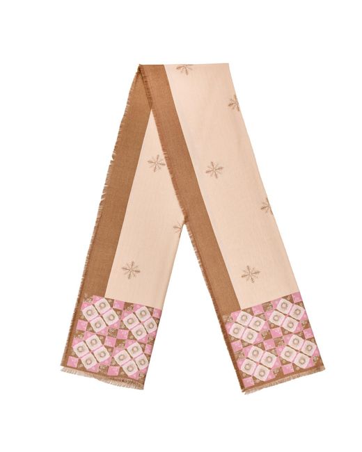 Asyii Pink Sweet Prelude Fringed Silk-Wool Long Wrap